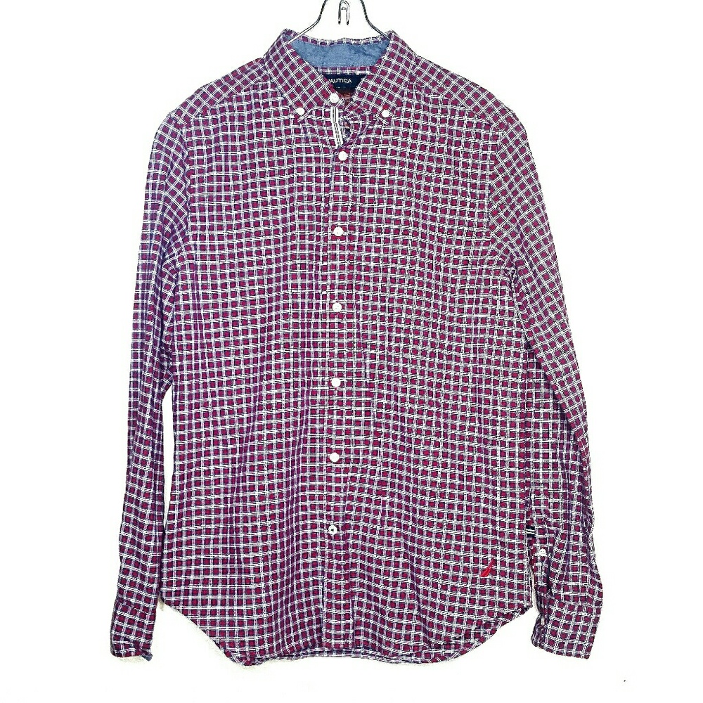 Nautica Plaid Long Sleeve Red, Blue & White
